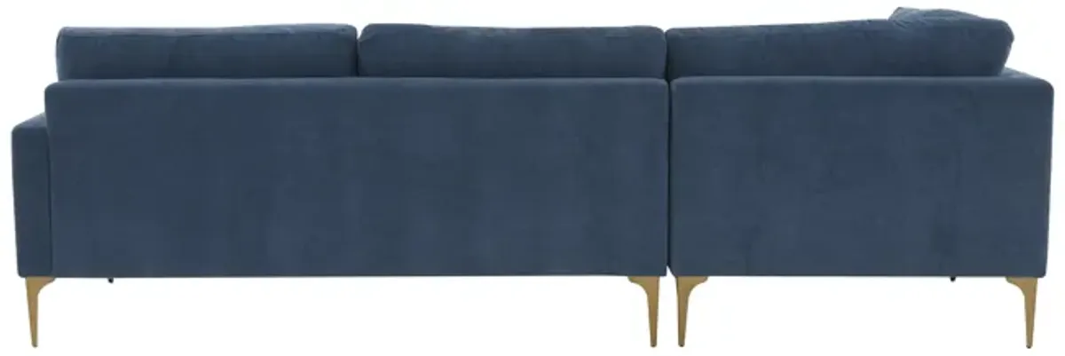 Serena Blue Velvet LAF Chaise Sectional