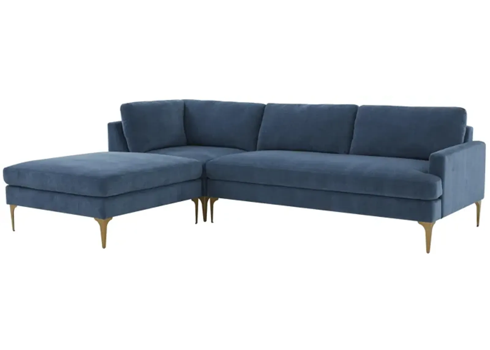 Serena Blue Velvet LAF Chaise Sectional