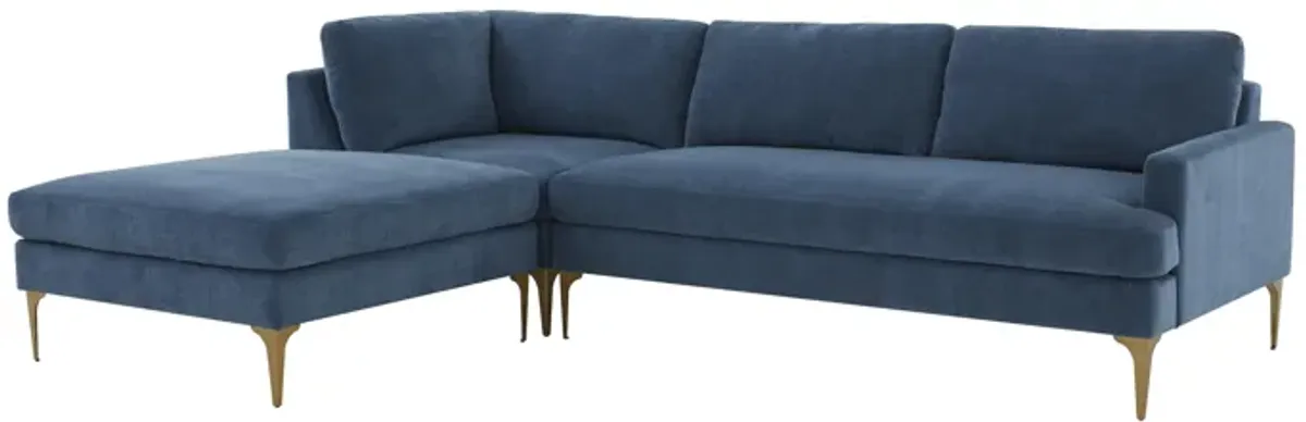 Serena Blue Velvet LAF Chaise Sectional