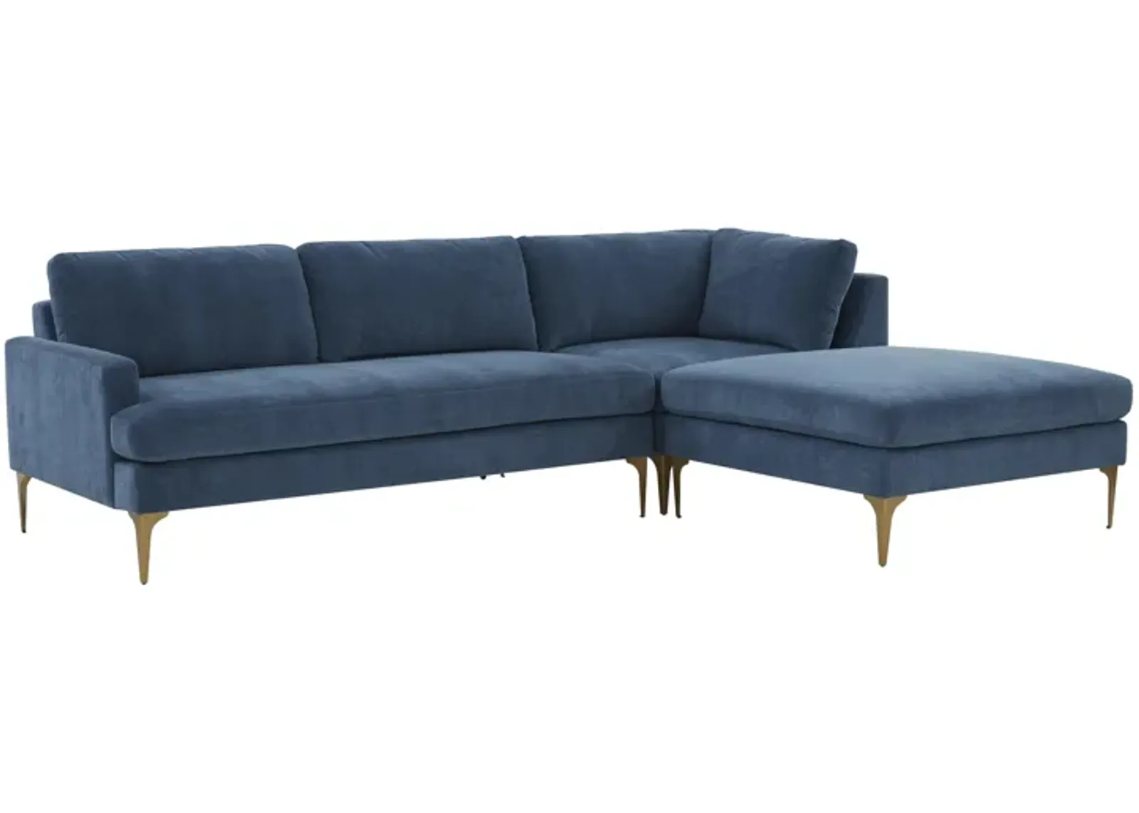 Serena Blue Velvet RAF Chaise Sectional