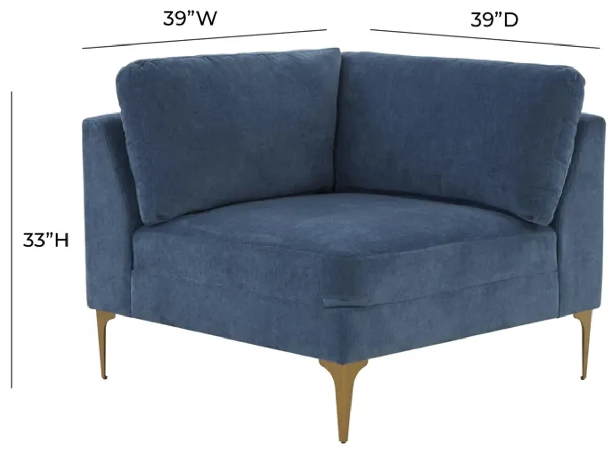 Serena Blue Velvet Corner Seat