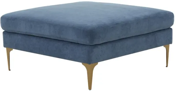 Serena Blue Velvet Ottoman