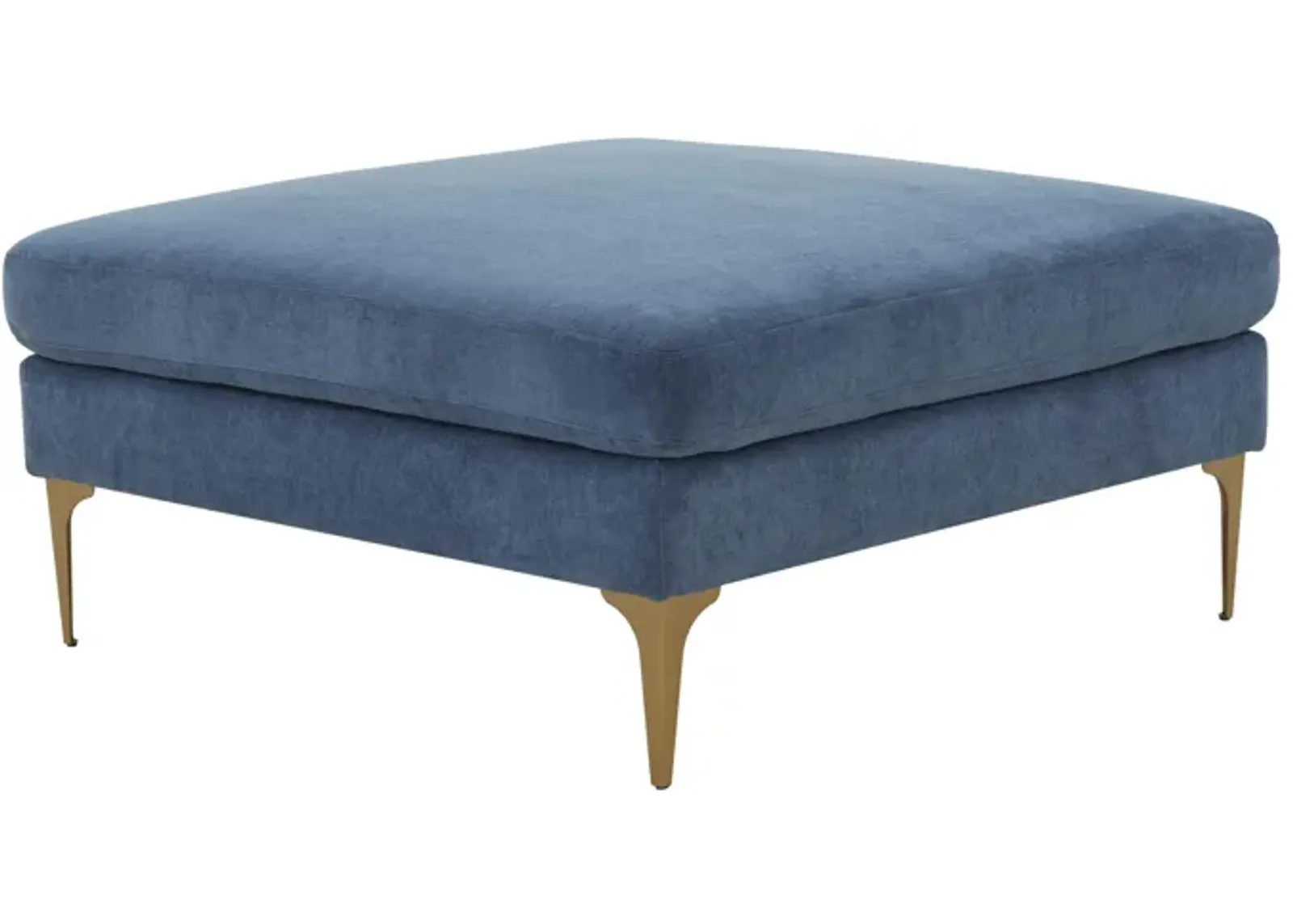 Serena Blue Velvet Ottoman