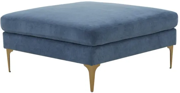 Serena Blue Velvet Ottoman