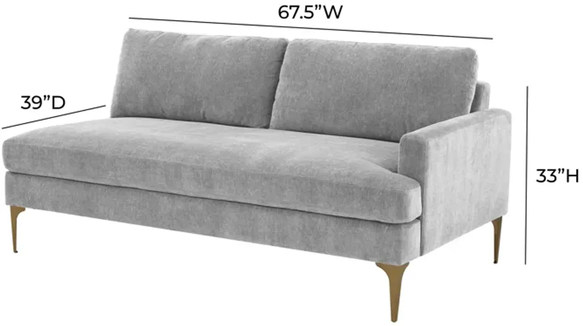 Serena Gray Velvet RAF Loveseat