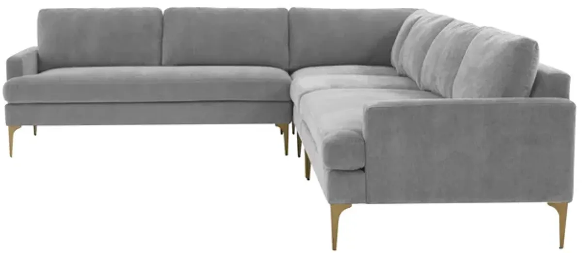 Serena Gray Velvet Large L-Sectional