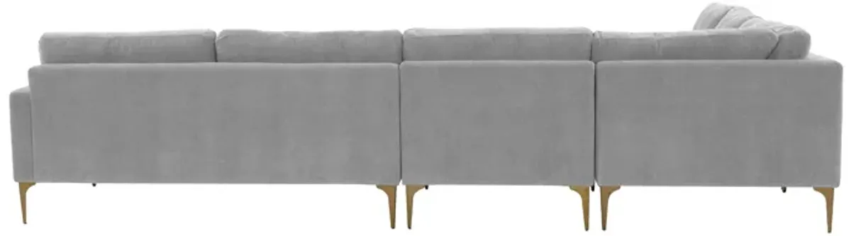 Serena Gray Velvet Large L-Sectional