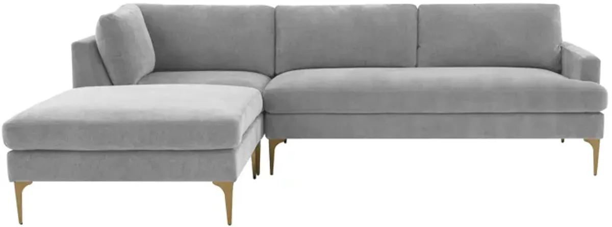 Serena Gray Velvet LAF Chaise Sectional