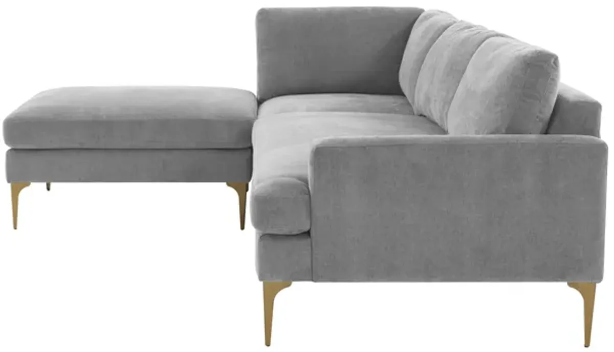 Serena Gray Velvet LAF Chaise Sectional