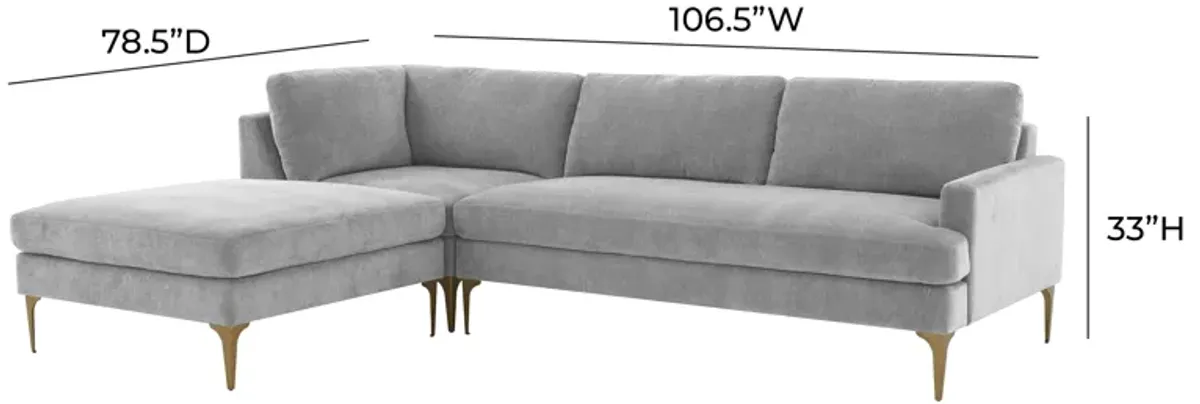 Serena Gray Velvet LAF Chaise Sectional