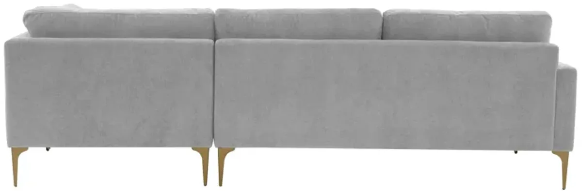 Serena Gray Velvet RAF Chaise Sectional