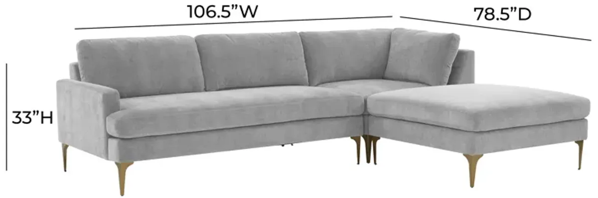 Serena Gray Velvet RAF Chaise Sectional