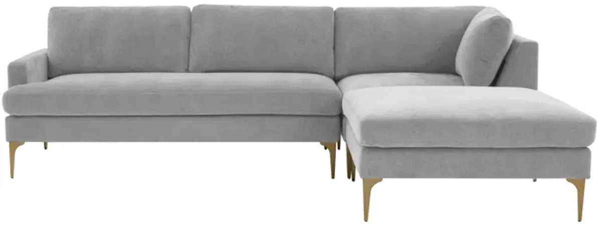 Serena Gray Velvet RAF Chaise Sectional