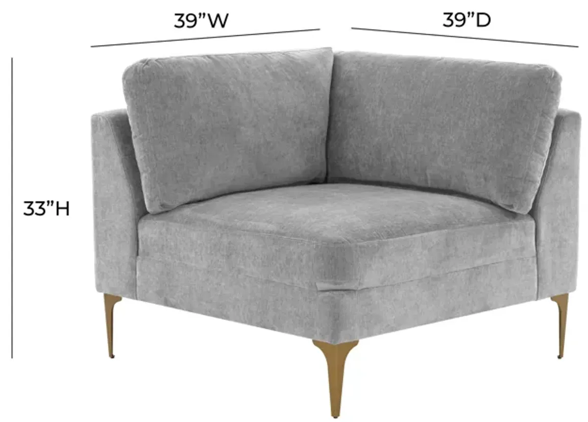 Serena Gray Velvet Corner Seat