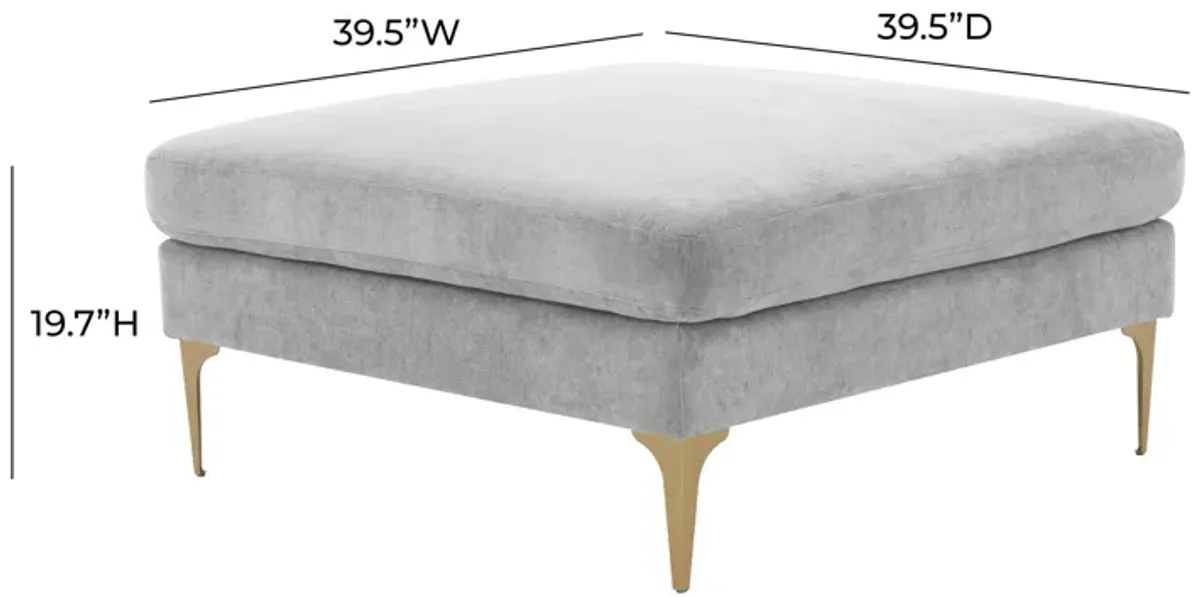 Serena Gray Velvet Ottoman