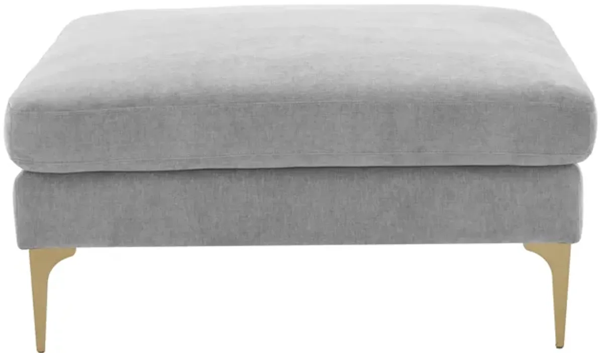 Serena Gray Velvet Ottoman