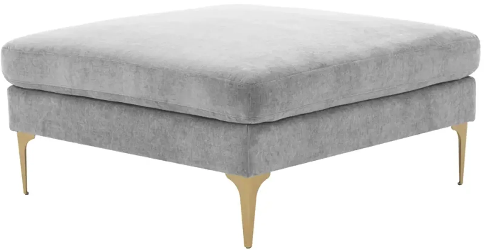 Serena Gray Velvet Ottoman