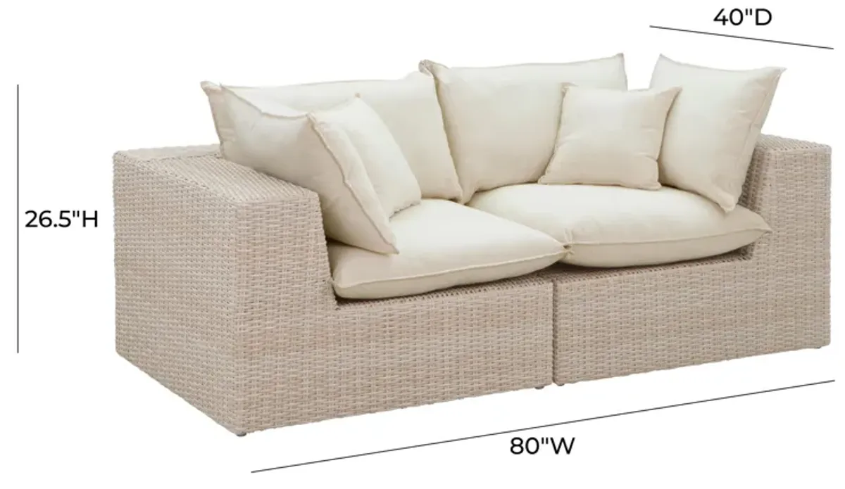 Cali Natural Wicker Outdoor Modular Loveseat