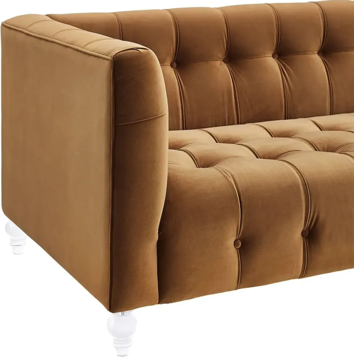 Bea Cognac Velvet Sofa