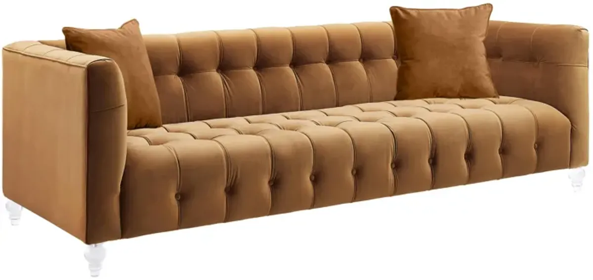 Bea Cognac Velvet Sofa