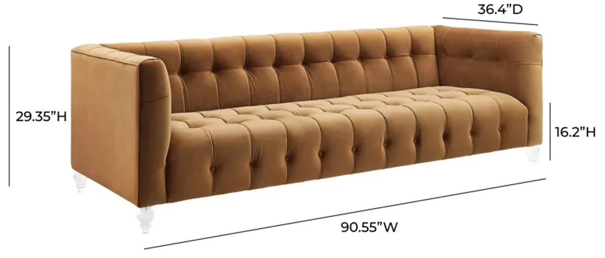 Bea Cognac Velvet Sofa