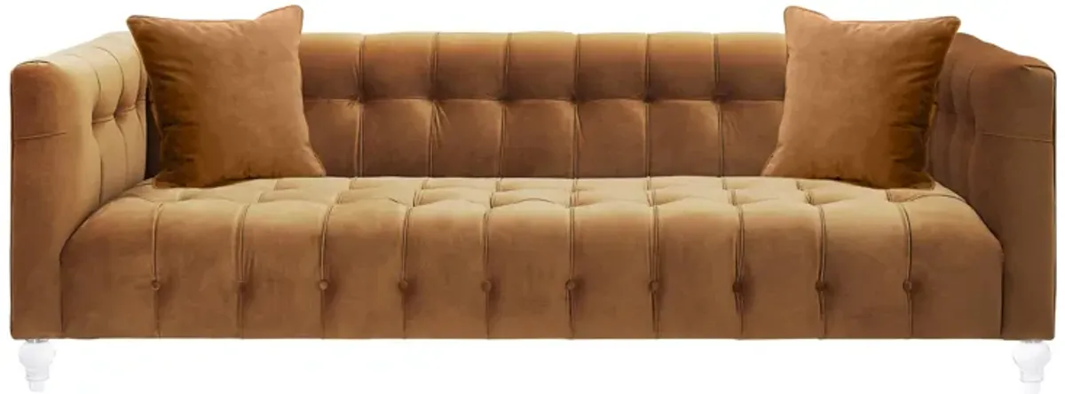 Bea Cognac Velvet Sofa