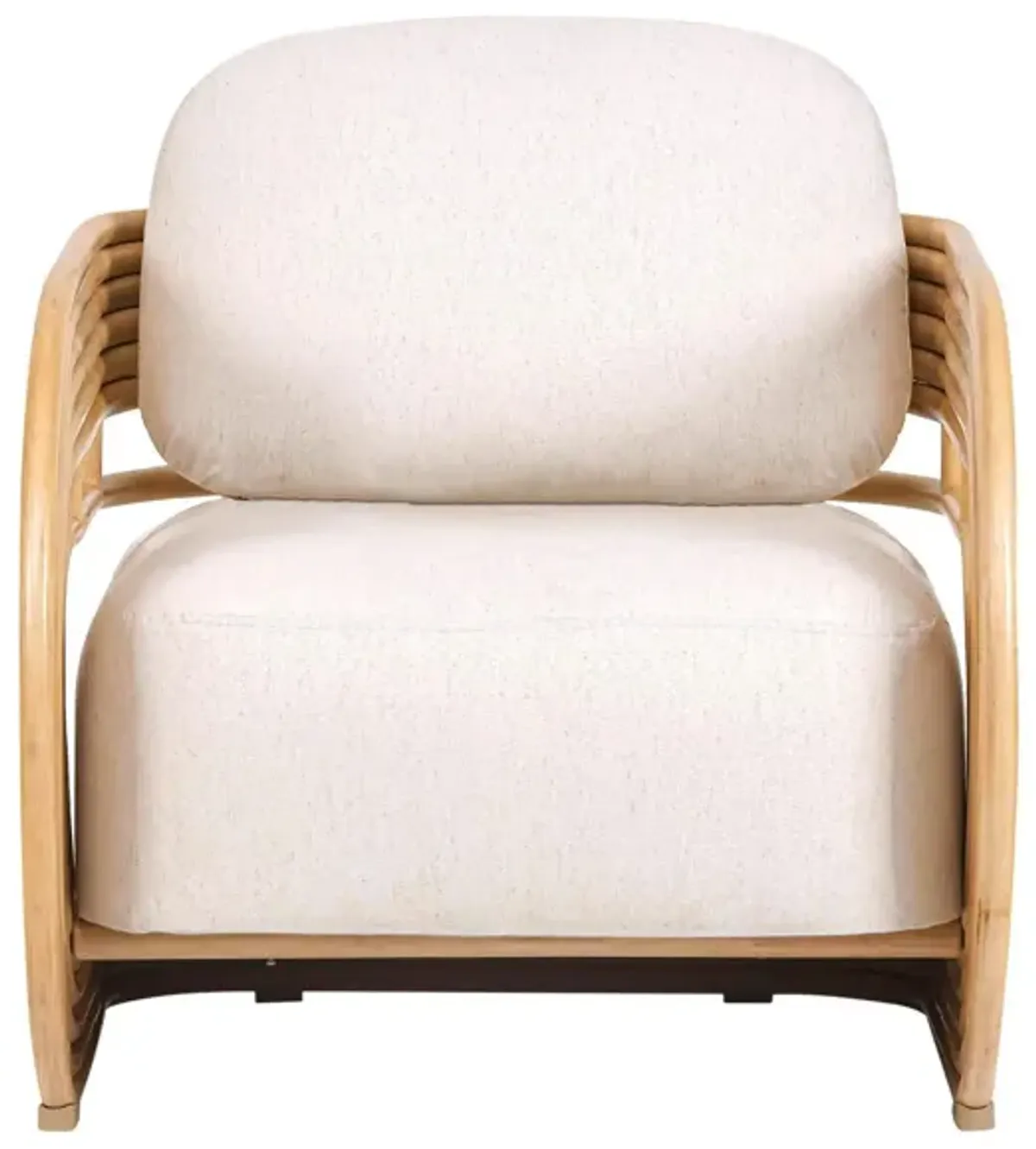 Lauretta Cream Fabric and Natural Rattan Accent Chair