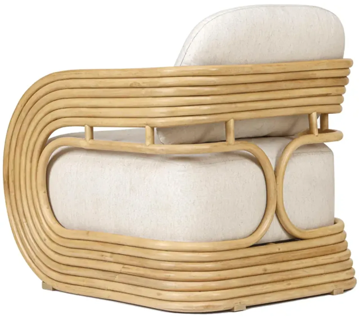 Lauretta Cream Fabric and Natural Rattan Accent Chair