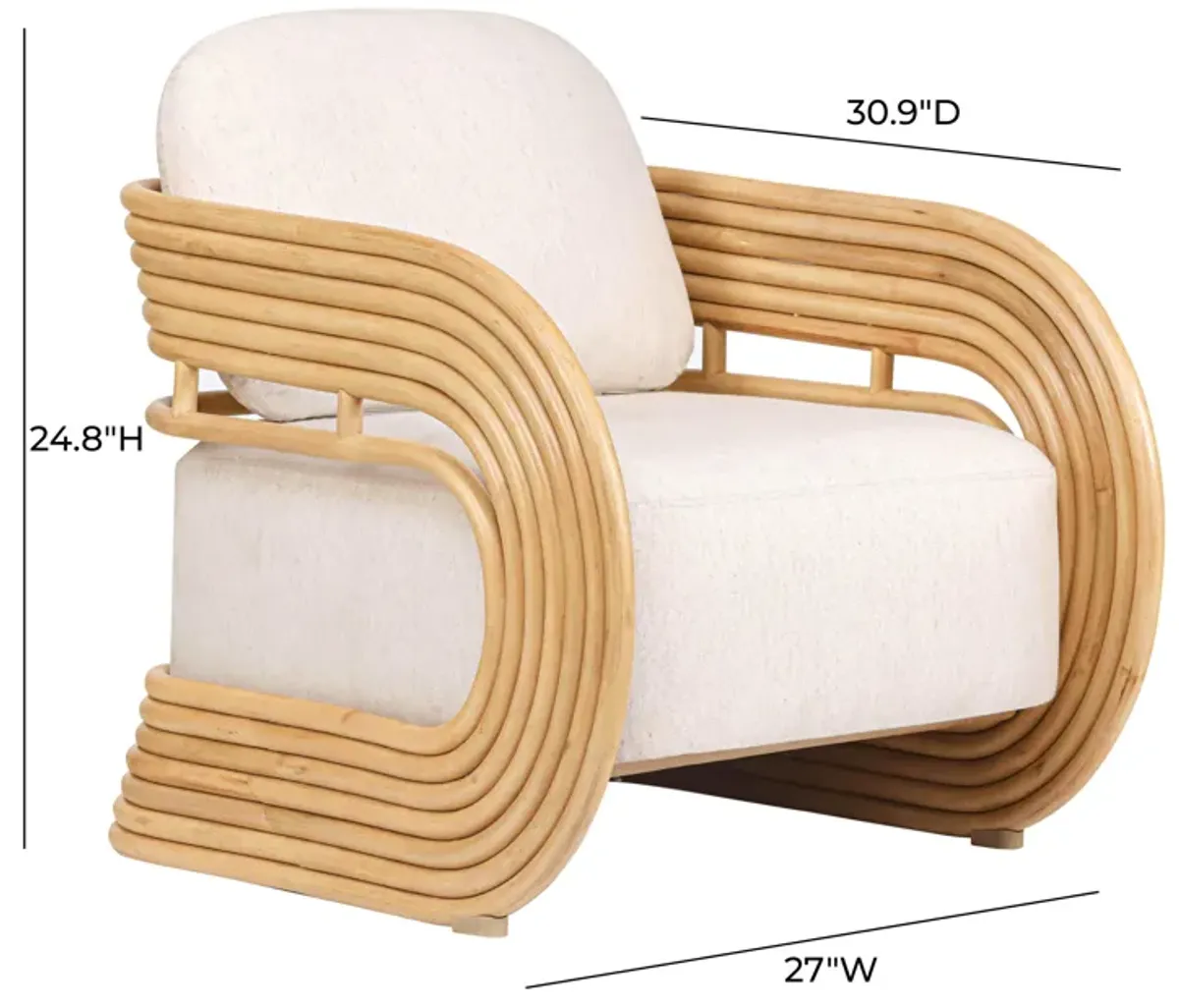 Lauretta Cream Fabric and Natural Rattan Accent Chair