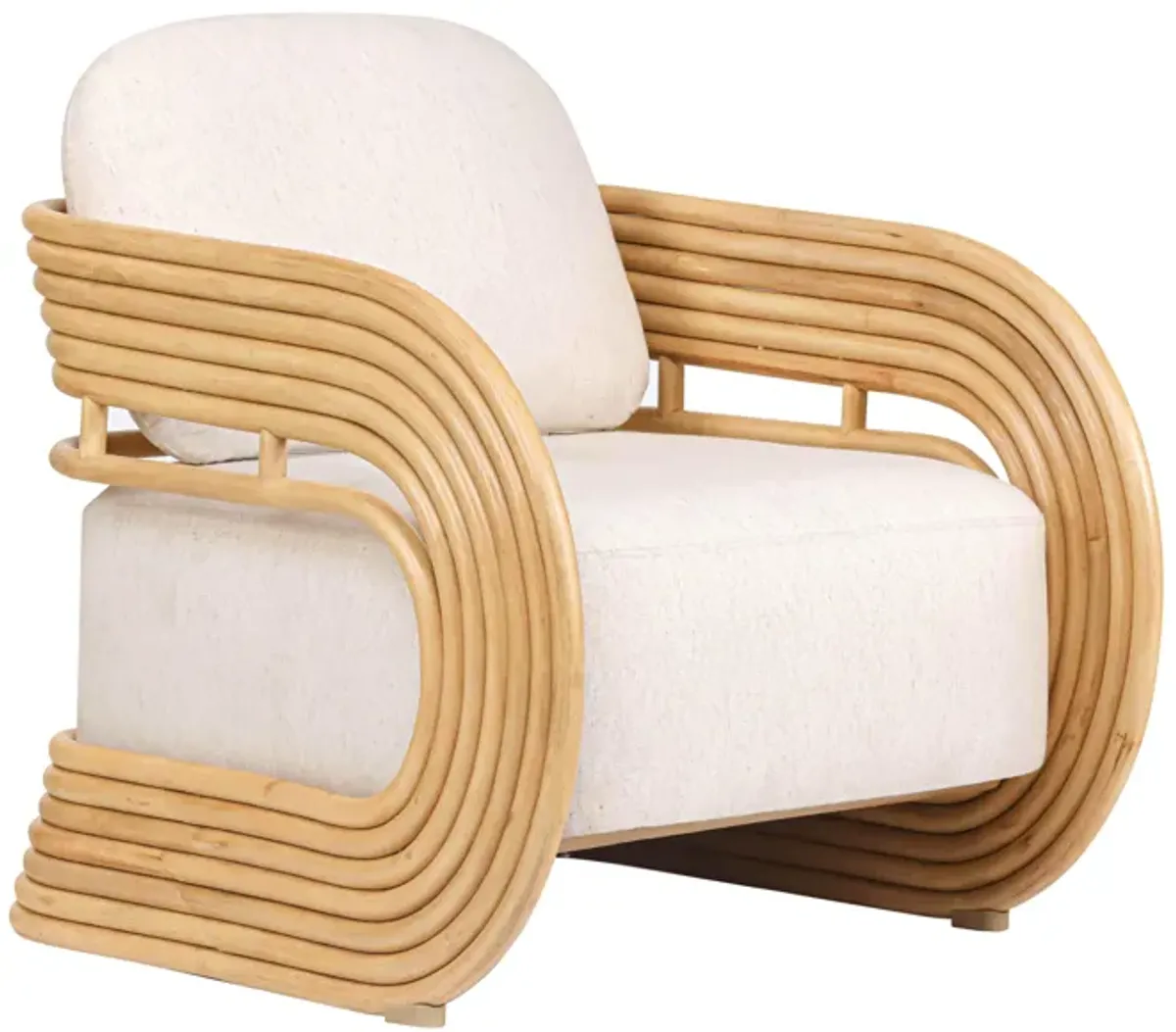 Lauretta Cream Fabric and Natural Rattan Accent Chair