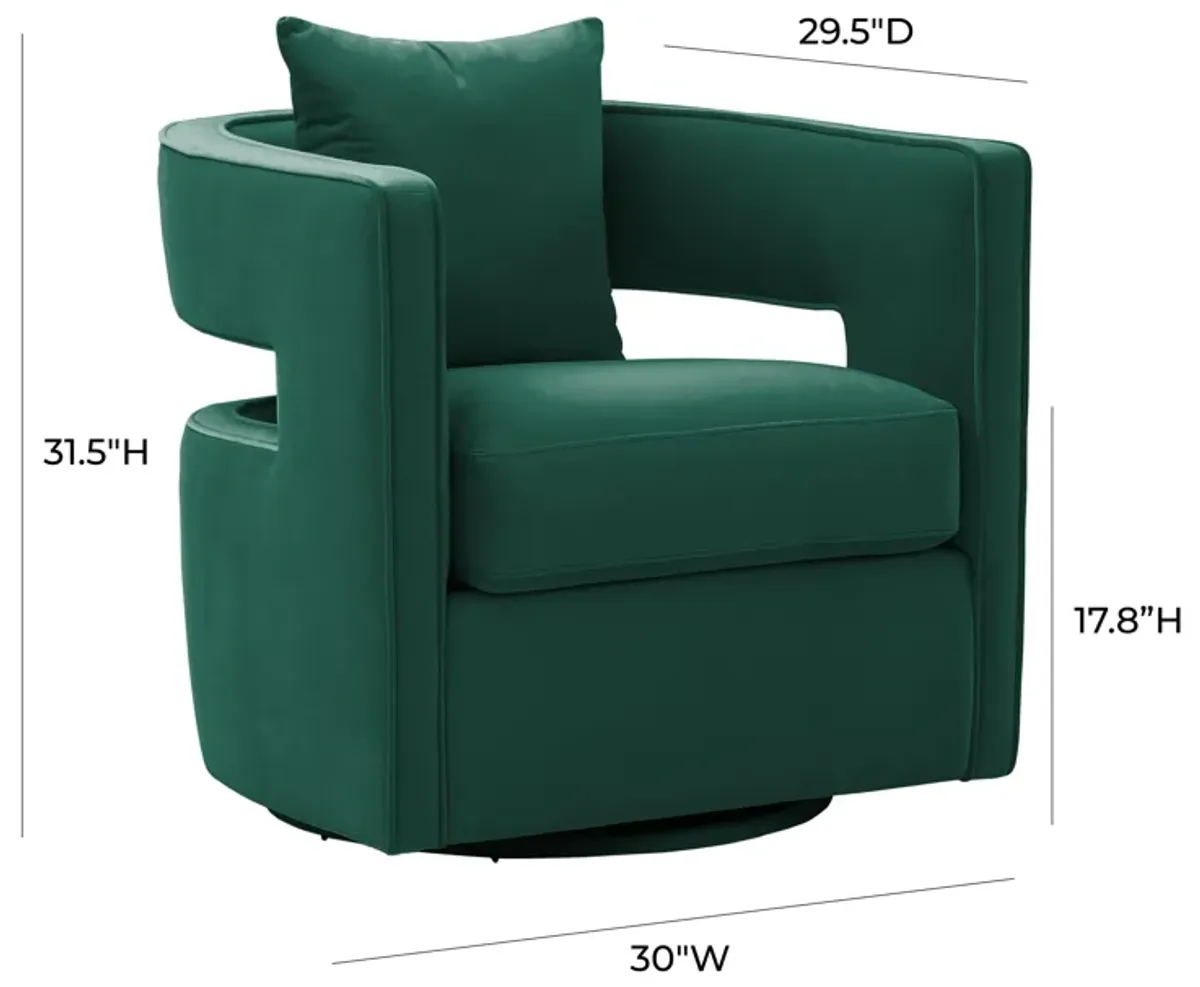 Kennedy Forest Green Velvet Swivel Chair