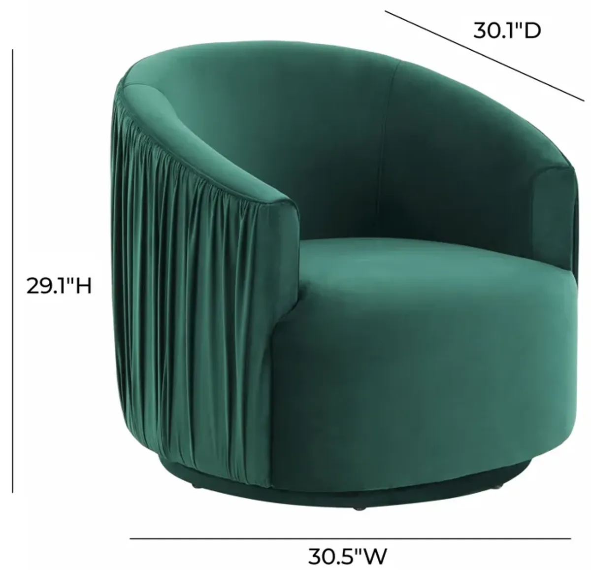 London Forest Green Pleated Swivel Chair