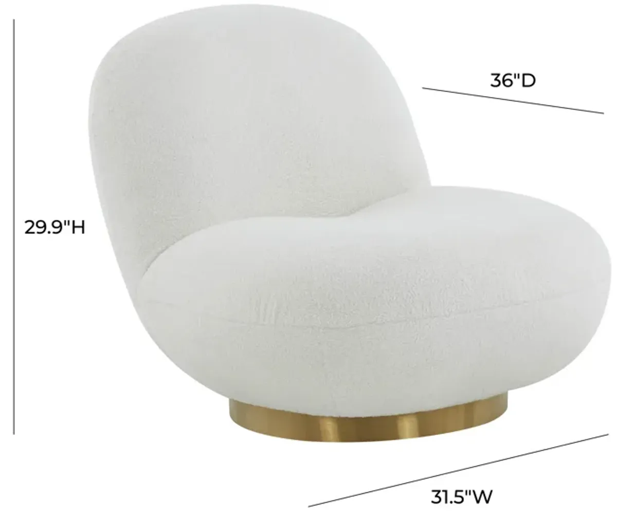 Emily White Boucle Swivel Chair