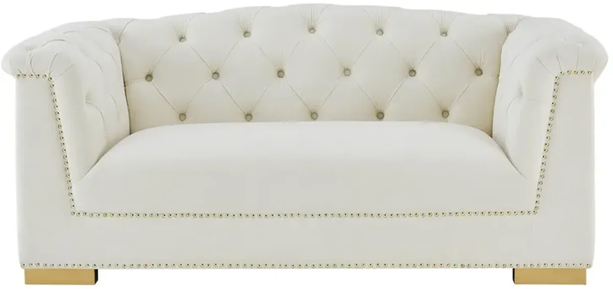 Farah Cream Velvet Loveseat