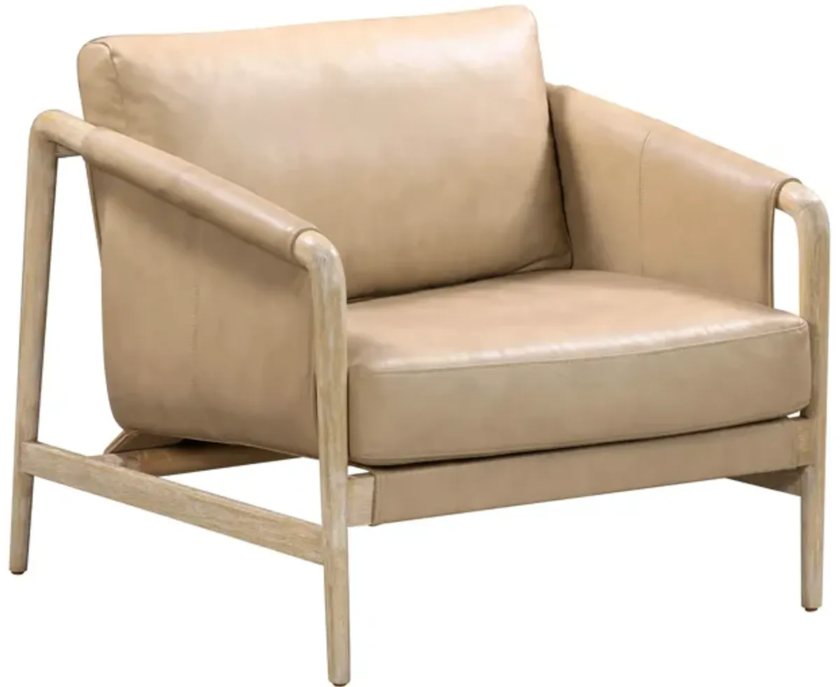 Chakka Tan Genuine Leather Accent Chair