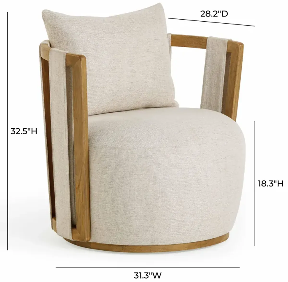 Paolo Cream Textured Weave Swivel Chair