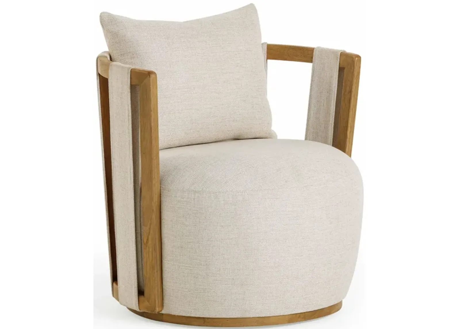 Paolo Cream Textured Weave Swivel Chair