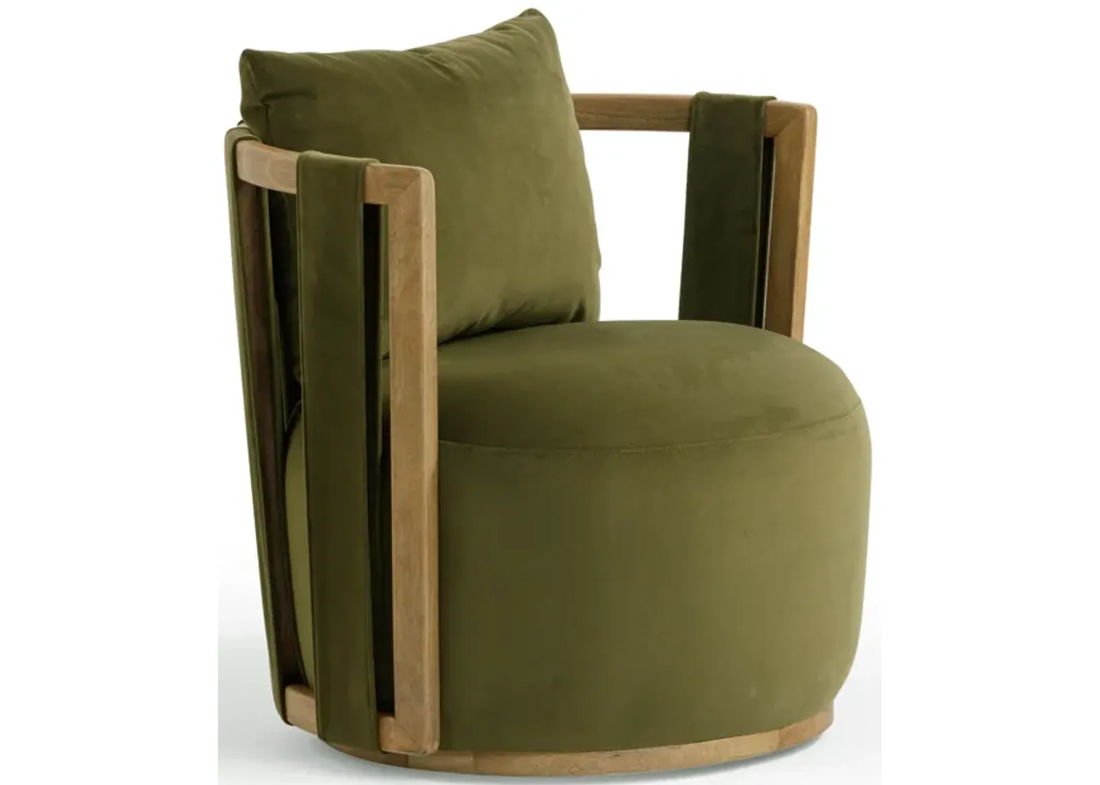 Paolo Green Upcycled Distressed Velvet Swivel Chair