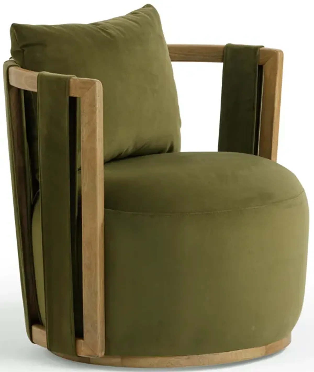 Paolo Green Upcycled Distressed Velvet Swivel Chair