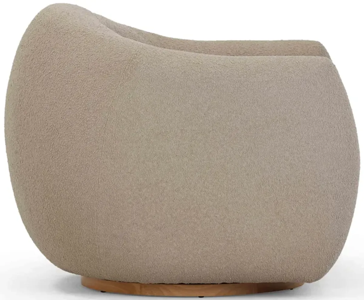 Judy Light Brown Boucle Swivel Chair