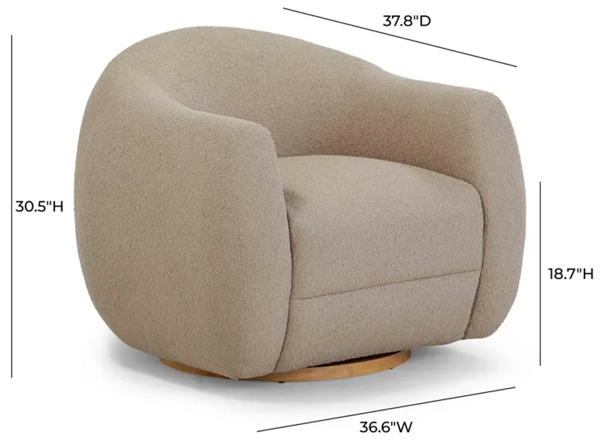 Judy Light Brown Boucle Swivel Chair