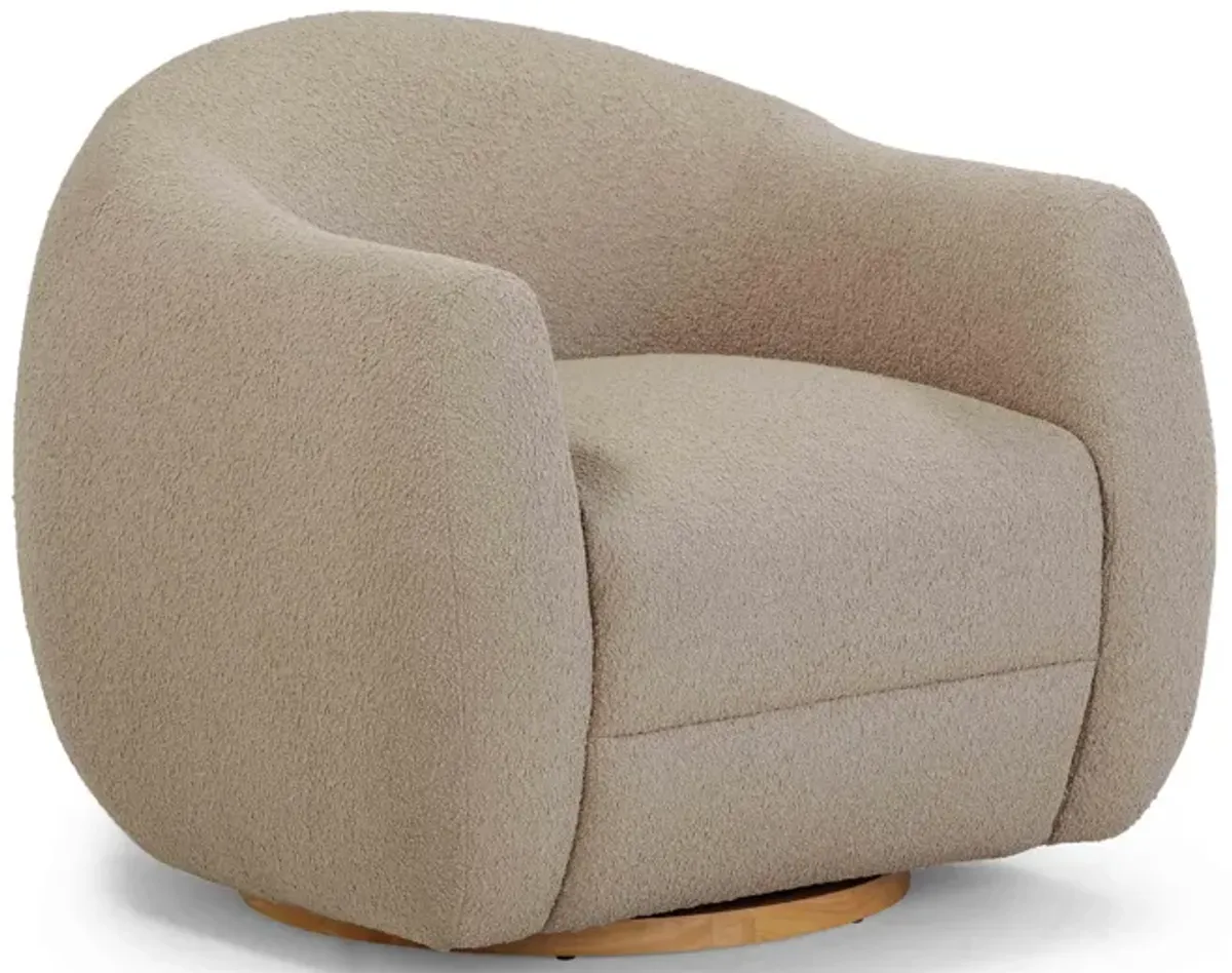 Judy Light Brown Boucle Swivel Chair