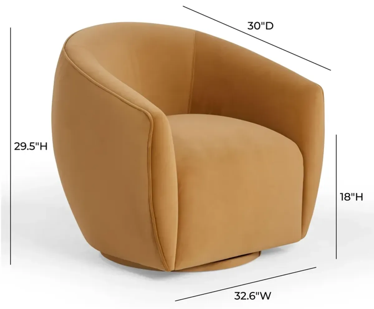 Jordan Tan Velvet Swivel Chair