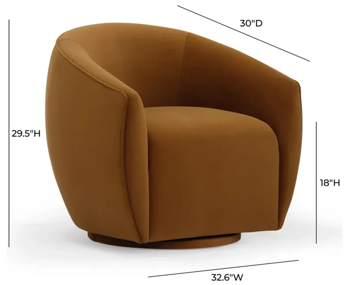 Jordan Cognac Velvet Swivel Chair