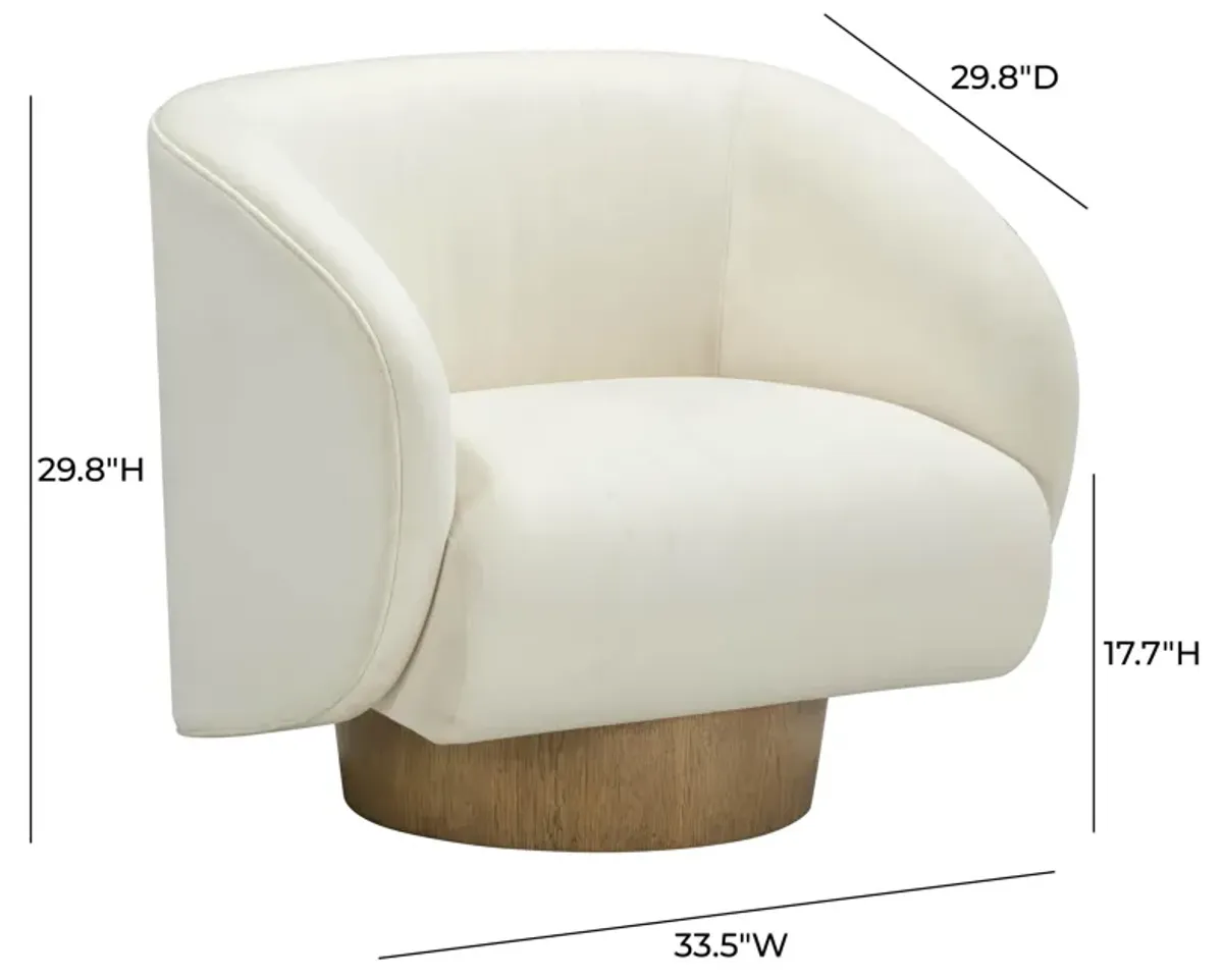 Presley Cream Velvet Swivel Accent Chair