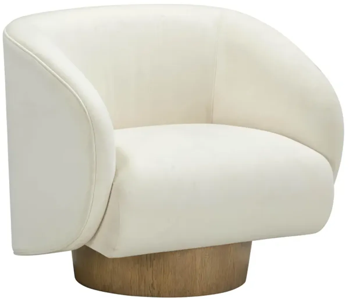 Presley Cream Velvet Swivel Accent Chair