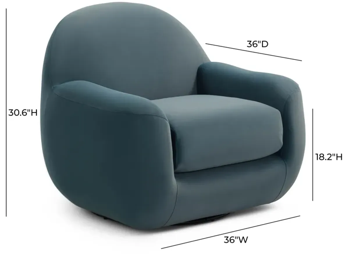 Tiago Dark Teal Velvet Swivel Chair