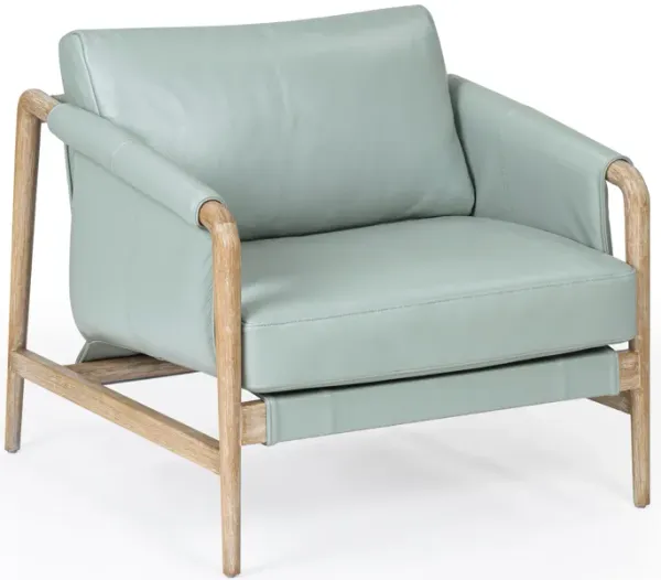 Chakka Blue Genuine Leather Accent Chair