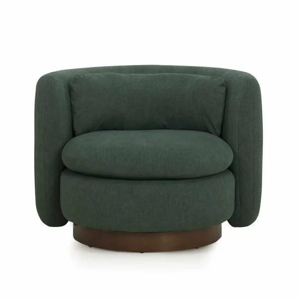 Nura Forest Green Chenille Swivel Accent Chair