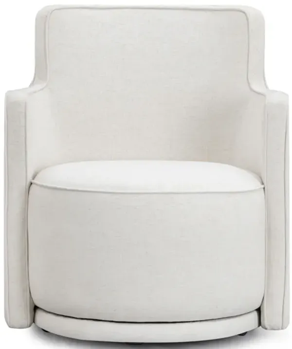 Passe Upcycled Cream Linen Swivel Chair